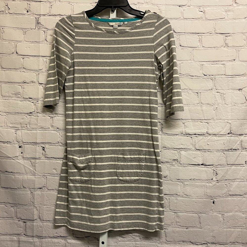 BODEN - Gray & White Striped Shift Dress
